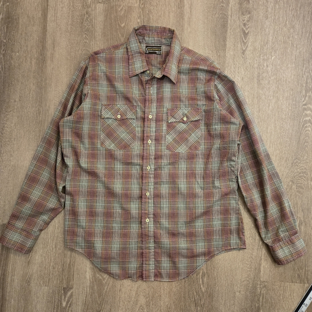 Vintage 70s Sears Sportswear Westfall Plaid Button Down Shirt Shirt Mens XL - Picture 3 of 11